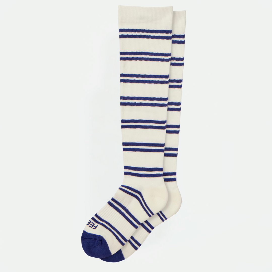 Blue white compression sock